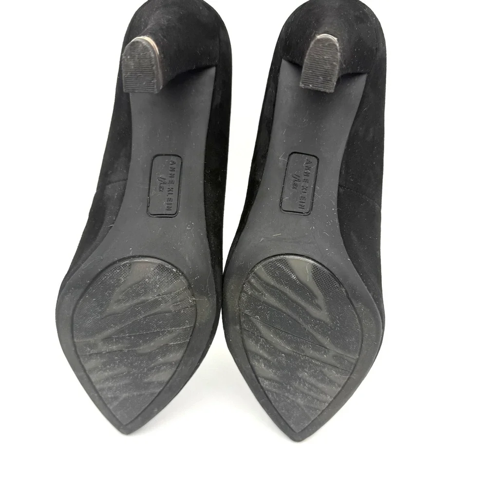 Anne Klein AK Flex Aktonia Black Suede Pointed Toe Pumps Heels 9.5 M Like New